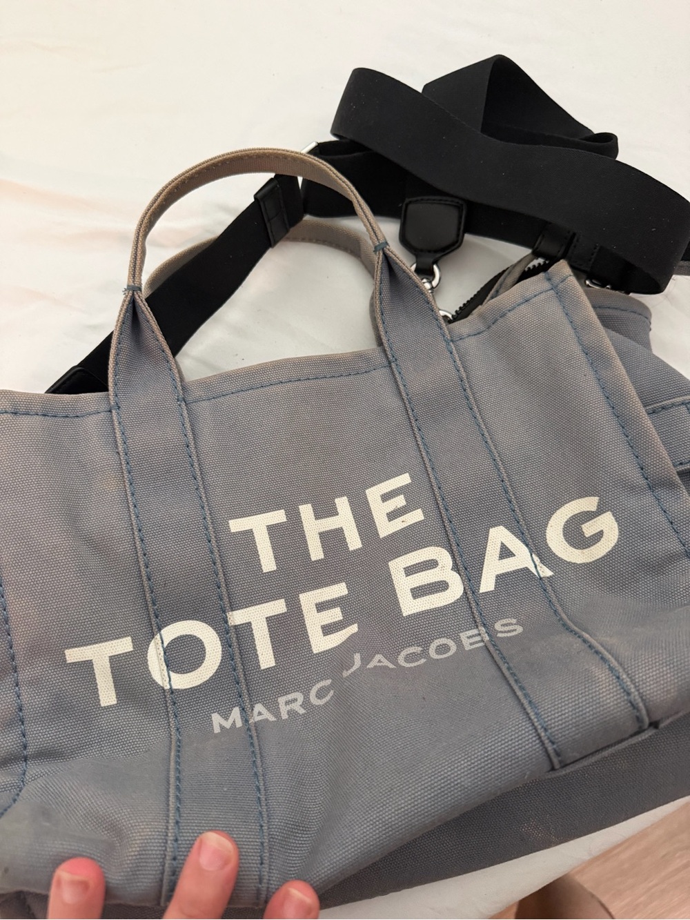 Marc Jacobs Gray Canvas 'The Tote Bag' with Black Strap